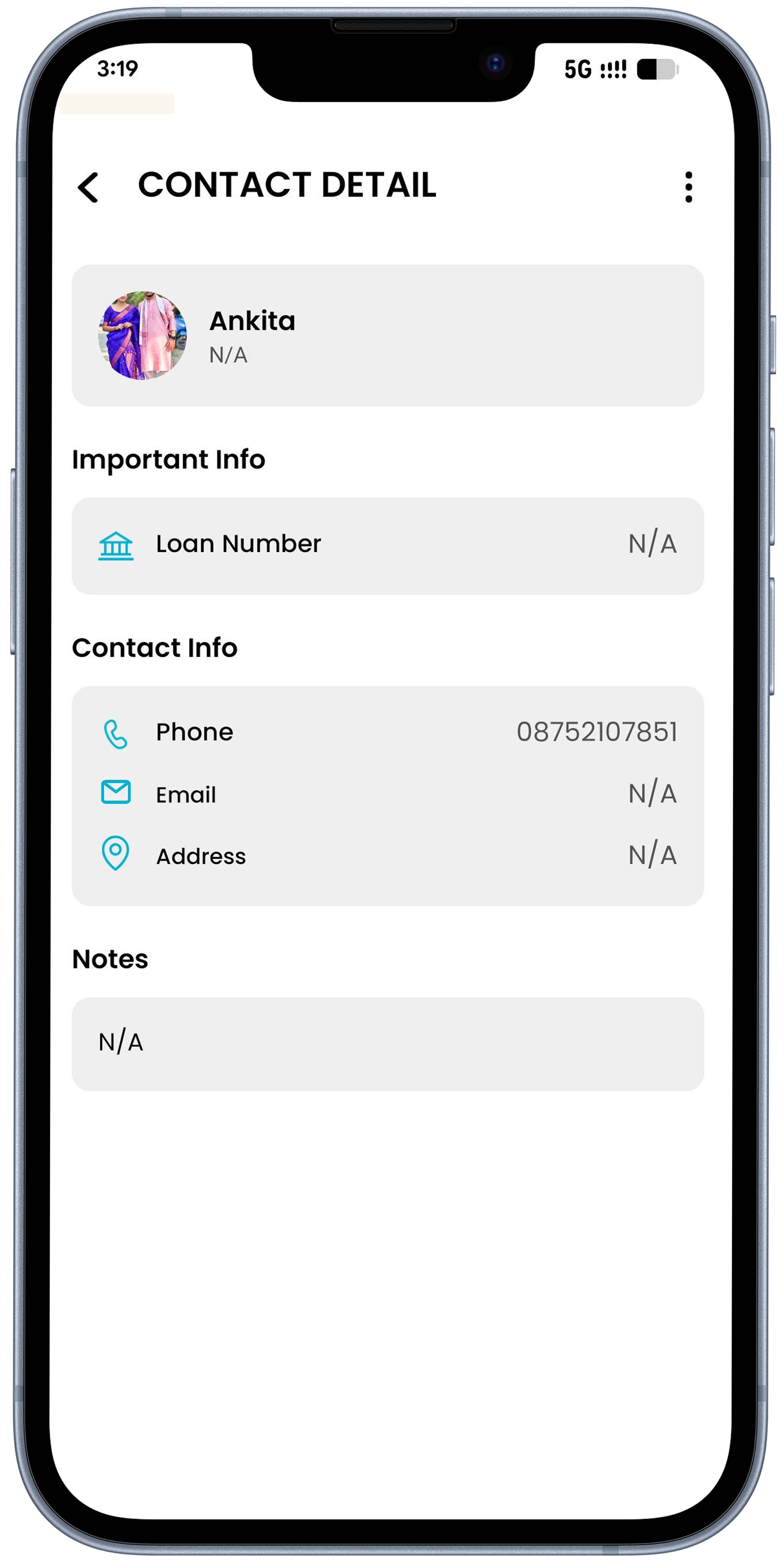 Contact detail screen