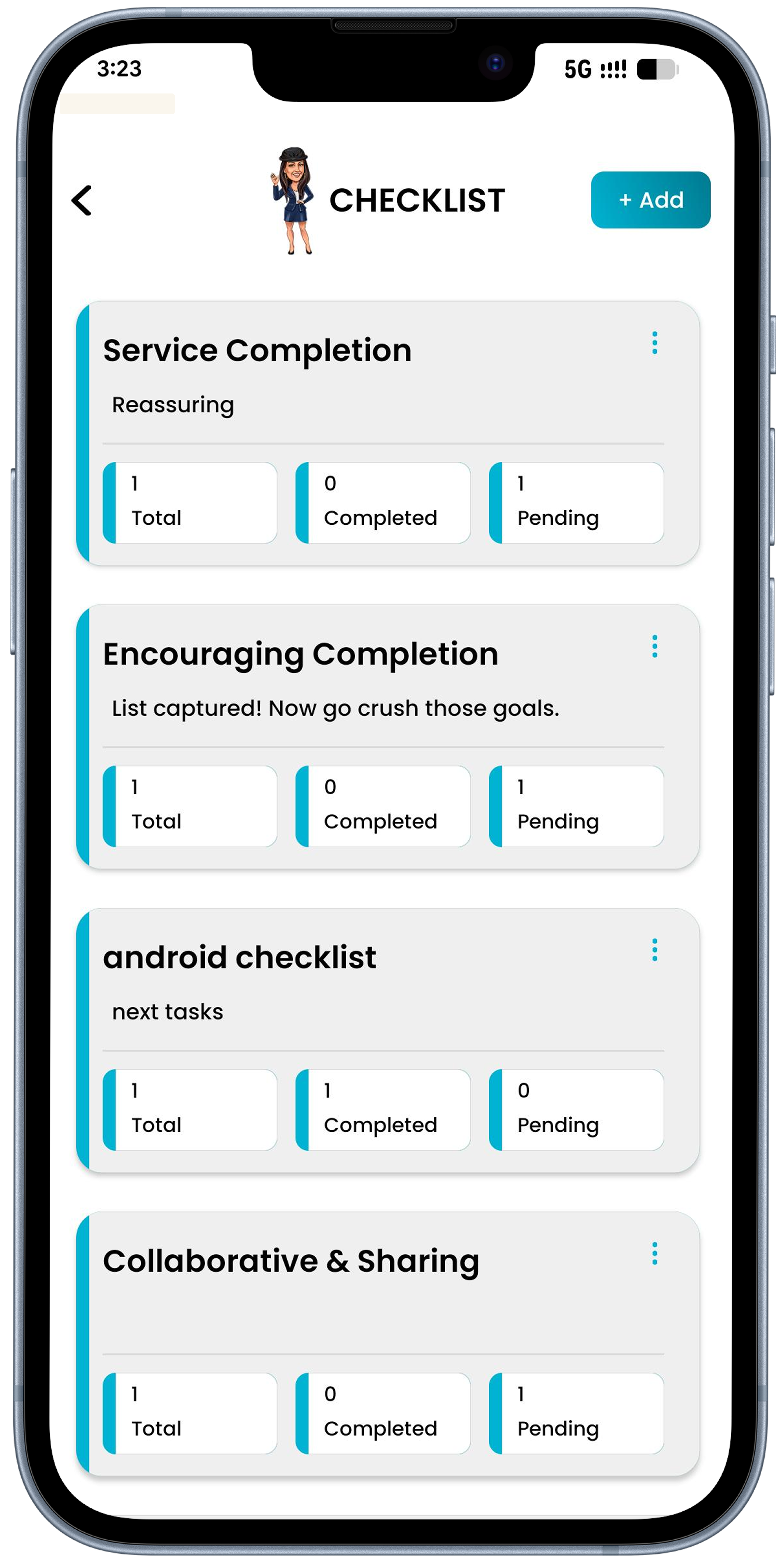 Checklist screen